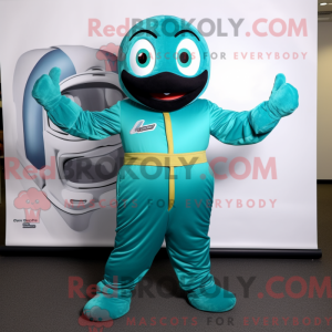 Teal Lasagna mascot costume...
