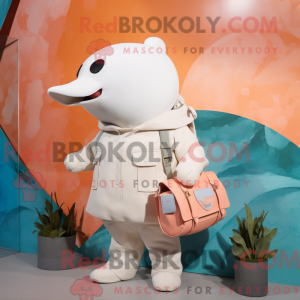 Peach Beluga Whale mascot...