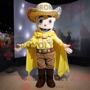 Gul Cowboy maskot kostume...