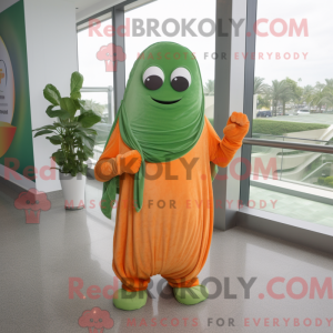 Maskotdraktfigur i oransje...