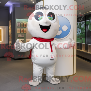 Hvit anheng maskot kostyme...