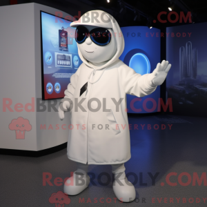 Hvit anheng maskot kostyme...