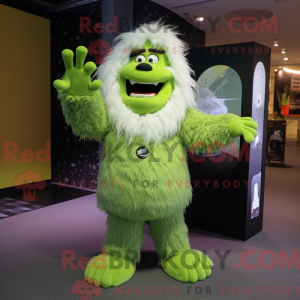 Limegrøn Yeti maskot...