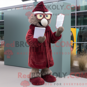 Maroon Stilt Walker mascot...