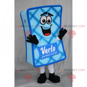 Blue mattress mascot with smiling face - Redbrokoly.com
