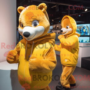 Gold Weasel maskot kostume...