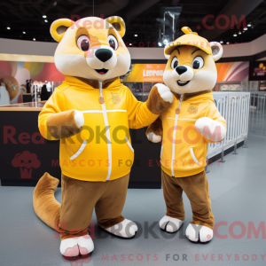 Gold Weasel maskot drakt...
