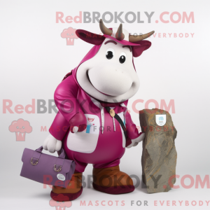 Magenta Hereford Cow mascot...