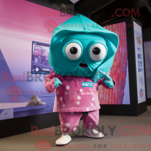 Turkis Pink maskot kostume...