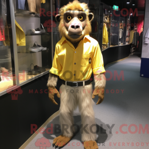 Gold Bavian maskot kostume...