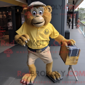 Gold Bavian maskot kostume...