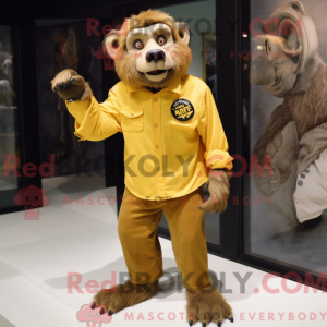 Gold Bavian maskot kostume...