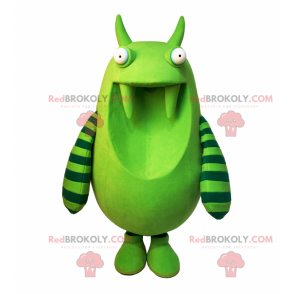 Mascote monstro verde com listras nos braços - Redbrokoly.com