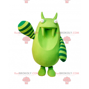 Mascota monstruo verde con rayas en los brazos - Redbrokoly.com