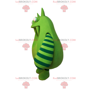 Mascote monstro verde com listras nos braços - Redbrokoly.com