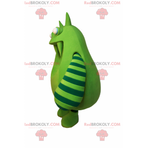 Grøn monster maskot med striber på armene - Redbrokoly.com