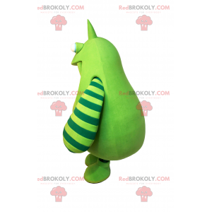 Mascote monstro verde com listras nos braços - Redbrokoly.com