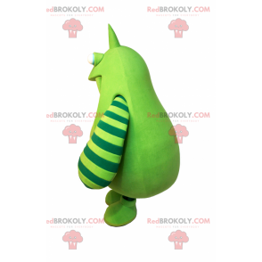 Grön monster maskot med ränder på armarna - Redbrokoly.com