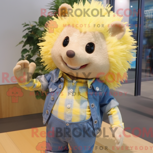 Gul pindsvin maskot kostume...