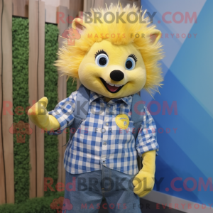 Gul pindsvin maskot kostume...