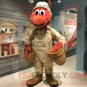 Postava maskota Tan Lobster...