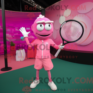 Pink Tennis Racket mascot...