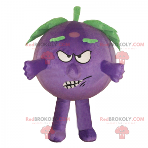 Mascote de mirtilo com cara de raiva - Redbrokoly.com