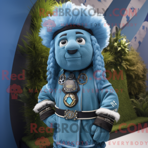 Cyan Chief-maskotdraktfigur...