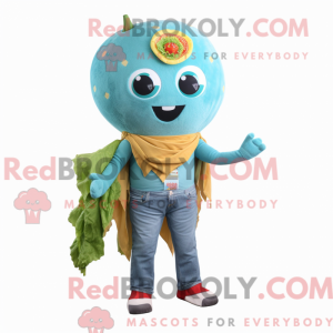 Cyan Falafel maskot kostume...