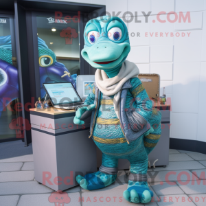 Cyan Python mascot costume...