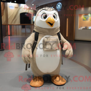 Mascotte de pingouin beige...