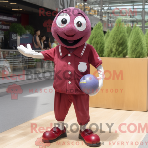 Maroon Petanque Ball maskot...