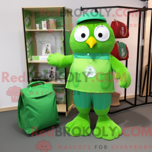 Postava maskota zelené sovy...