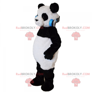 Panda mascot with music headphones - Redbrokoly.com