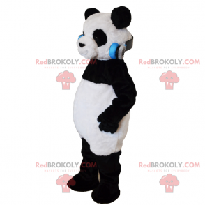 Panda-Maskottchen mit Musikkopfhörern - Redbrokoly.com