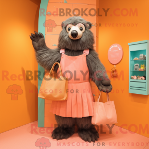 Peach Sloth Bear mascot...