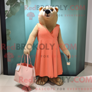 Peach Sloth Bear maskot...