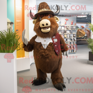 Brown Yak mascottekostuum...
