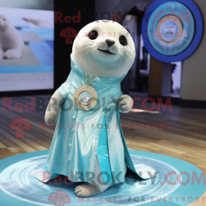 Cyaan Seal mascottekostuum...