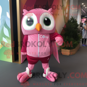 Pink Owl maskot kostume...