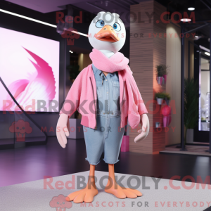 Rosa svanemaskotdraktfigur...