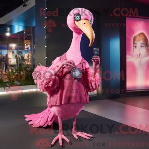 Rosa svanemaskotdraktfigur...