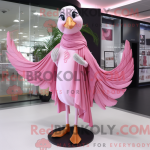 Rosa svanemaskotdraktfigur...