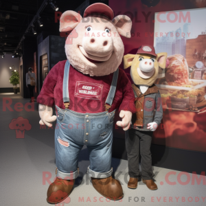 Maroon Sow mascottekostuum...