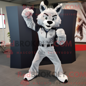 Sølv Lynx maskot kostume...