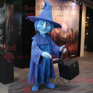 Blå heks maskot kostume...