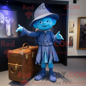 Blå heks maskot kostume...