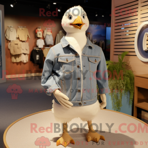 Beige Seagull maskot drakt...