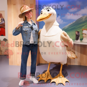 Beige Måge maskot kostume...