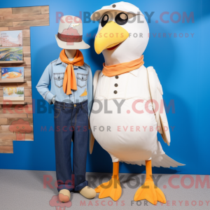 Beige Seagull maskot drakt...